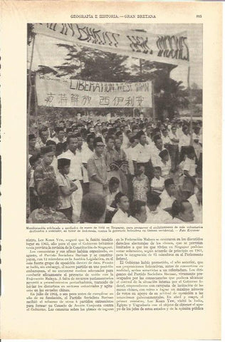 LAMINA V03080: Manifestacion en Singapur en 1962