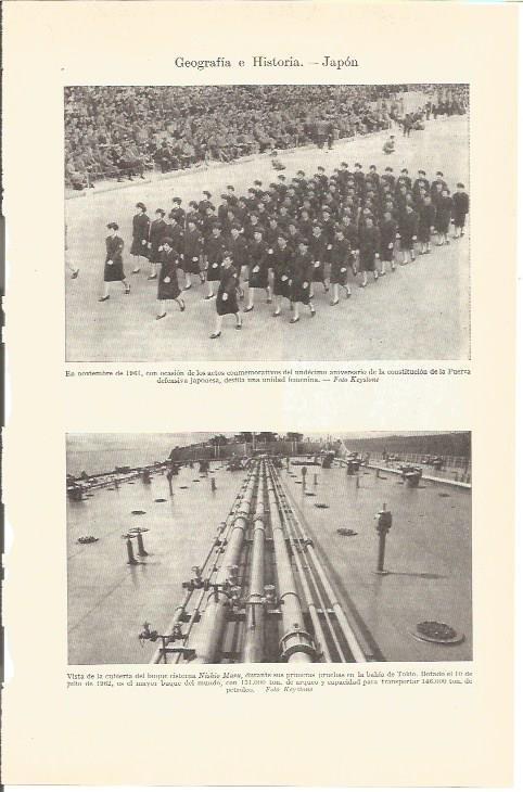 LAMINA V03100: Desfile militar femenino y cubierta del Nishio Maru, Japn