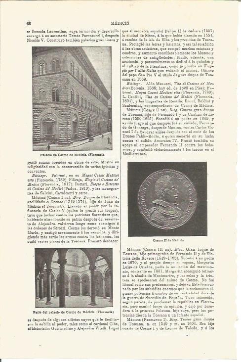 LAMINA V03207: Palacio de Cosme de Medicis en Florencia y Cosme II de Medicis