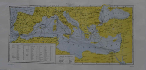 LAMINA V03227: Mapa de los puertos y lineas de vapores del Mar Mediterraneo