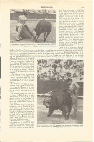 LAMINA V03176: Los toreros Curro Giron y Antonio Bienvenida
