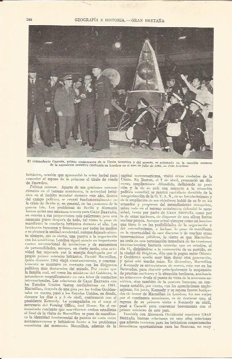 LAMINA V03072: El comandante Gagarin en Londres en 1961