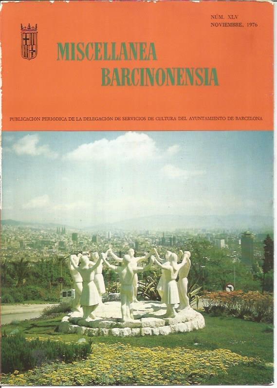 LAMINA V02967: Portada Miscellanea Barcinonensia. Numero XLV. Noviembre 1976