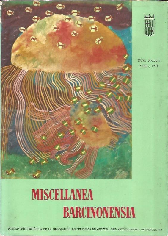 LAMINA V02972: Portada Miscellanea Barcinonensia. Numero XXXVII. Abril 1974