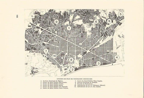 LAMINA V02934: Mapa centros del plan de vacunacion continuada, Barcelona