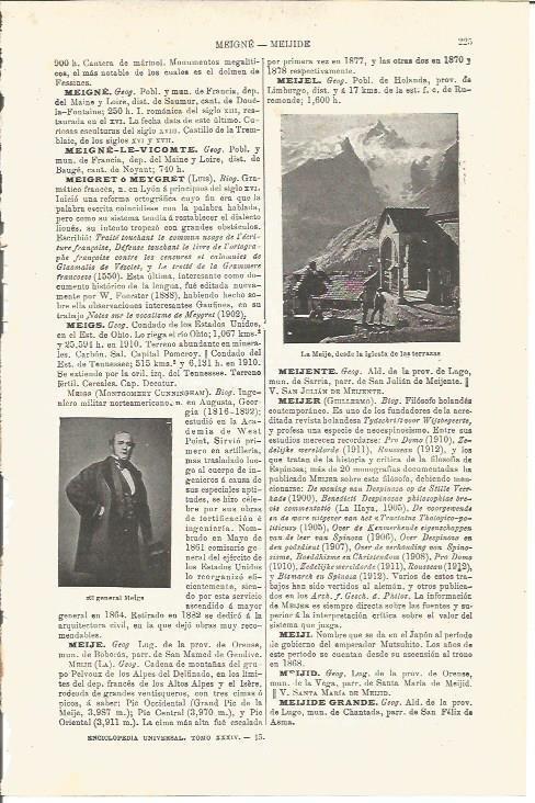 LAMINA V03238: Iglesia de las terrazas en Meije, Ourense y general Meigs
