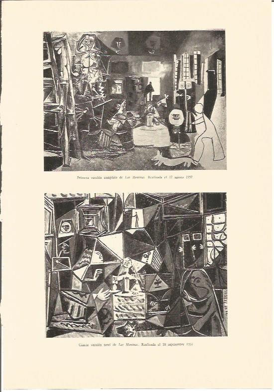 LAMINA V03051: Primera y cuarta version de Las Meninas por Picasso