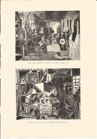 LAMINA V03051: Primera y cuarta version de Las Meninas por Picasso