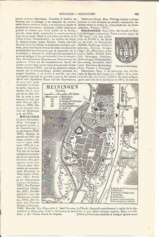 LAMINA V03239: Plano y escudo de Meiningen, Alemania