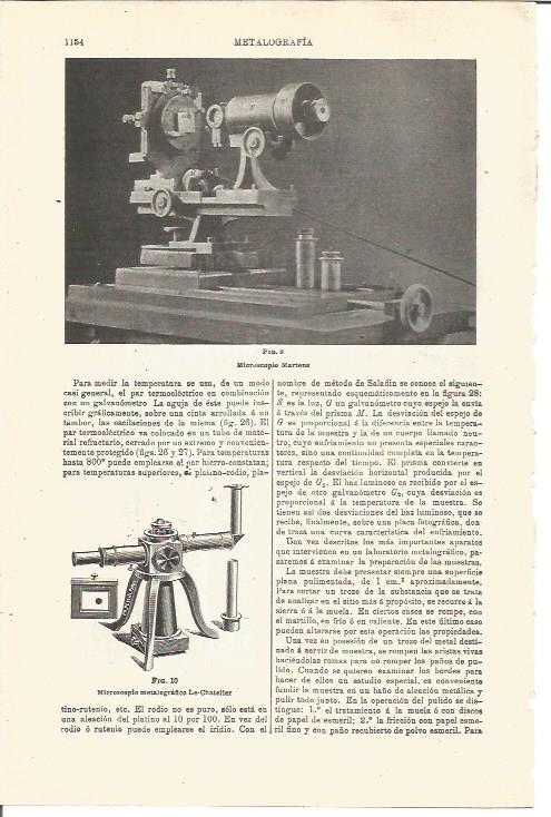 LAMINA V03424: Microscopio Martens y microscopio metalografico Le-Chateller