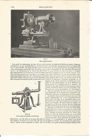 LAMINA V03424: Microscopio Martens y microscopio metalografico Le-Chateller