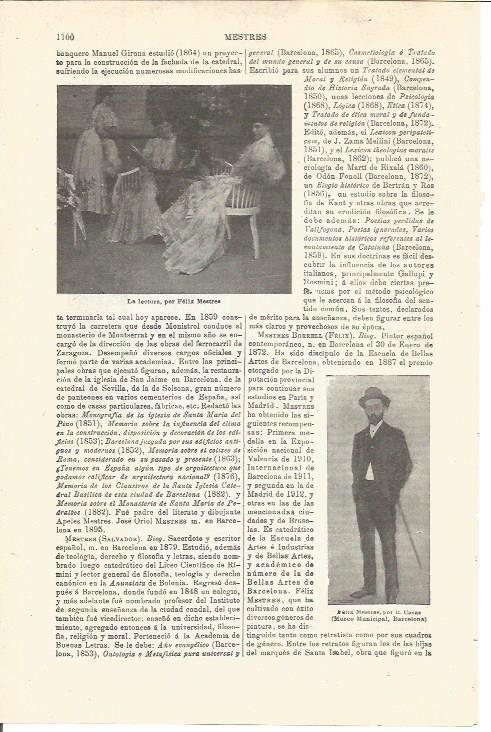 LAMINA V03420: La lectura por F. Mestres y Felix Mestres por R. Casas