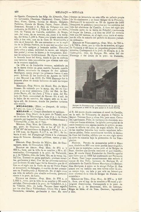 LAMINA V03299: Campanario y casa donde nacio P. Luis Martin en Melgar de Fernamental