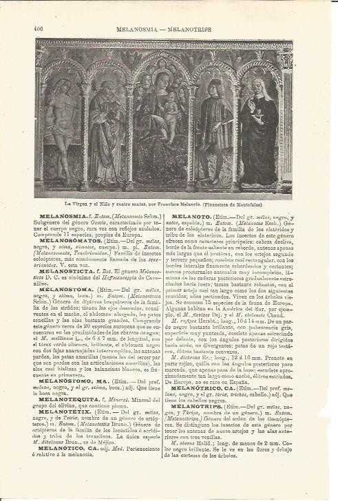 LAMINA V03290: La Virgen y el Niño y cuatro santos por F. Melanzio