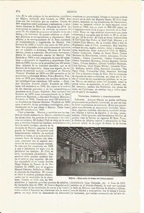 LAMINA V03284: Gran salon de fiestas del Casino español en Mejico