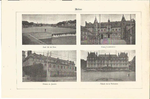 LAMINA V03310: Vistas varias de Melun, Francia