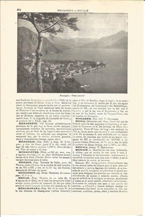 LAMINA V03322: Vista general de Menaggio, Italia