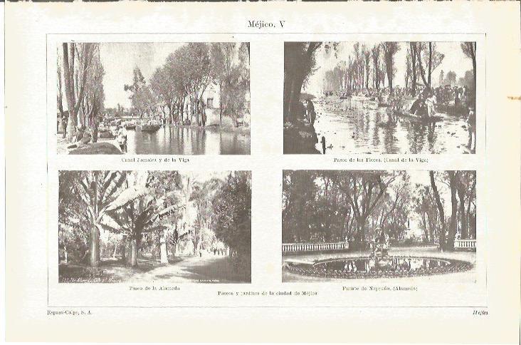 LAMINA V03282: Paseos y jardines de la ciudad de Mejico