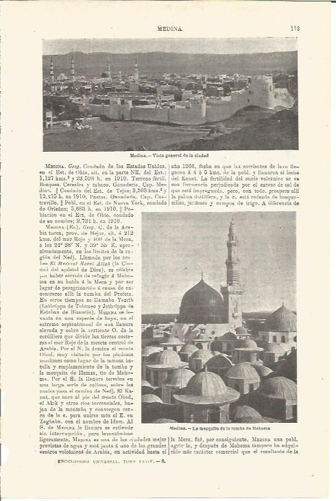 LAMINA V03249: Vista y mezquita de la tumba de Mahoma en Medina, Arabia Saudita
