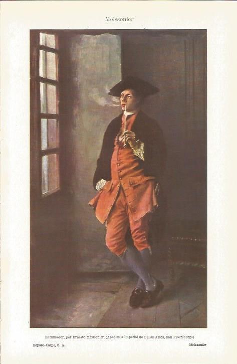 LAMINA V03245: El fumador por Ernesto Meissonier
