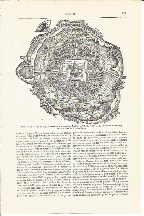 LAMINA V03273: Grabado de la Ciudad de Mejico publicado en la edicion de Nuremberg