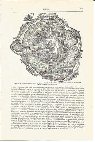 LAMINA V03273: Grabado de la Ciudad de Mejico publicado en la edicion de Nuremberg