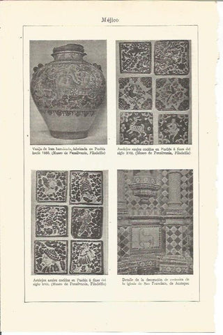 LAMINA V03270: Vasijas y azulejos de Mejico