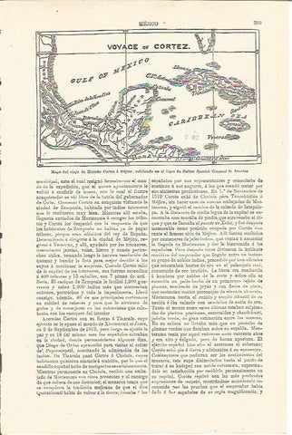 LAMINA V03268: Mapa del viaje de Hernan Cortes a Mejico