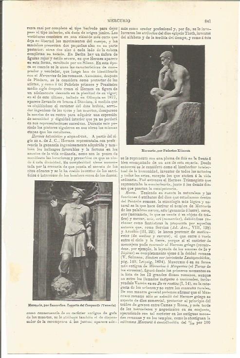 LAMINA V03376: Mercurio por Sansovino y F. Klimsch