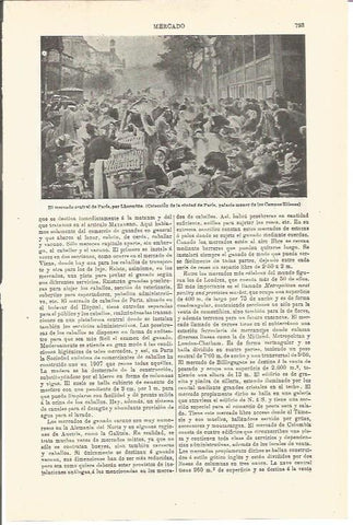 LAMINA V03364: El mercado central de Paris por Lhermitte