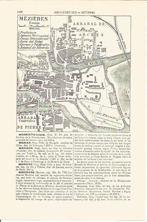 LAMINA V03328: Mapa de Mezieres, Francia