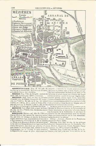LAMINA V03328: Mapa de Mezieres, Francia