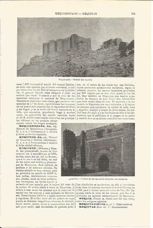 LAMINA V03351: Ruinas en Mequinenza y puerta muralla en Mequinez