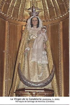 POSTAL A1261: La Virgen de la Candelaria. Parroquia de Santiago de Montilla, Cordoba