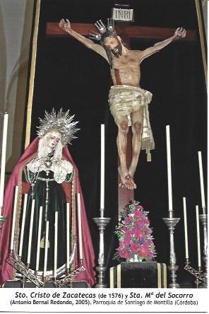 POSTAL A1258: Santisimo Cristo de Zacatecas y Santa Maria del Socorro. Parroquia de Santiago de Montilla, Cordoba