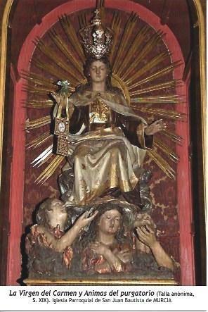 POSTAL A1285: La Virgen del Carmen y Animas del Purgatorio. Iglesia de San Juan Bautista de Murcia