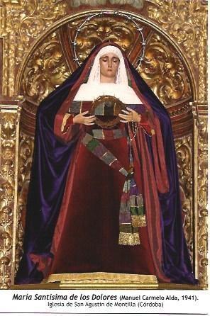 POSTAL A1275: Maria Santisima de los Dolores. Iglesia de San Agustin de Montilla, Cordoba