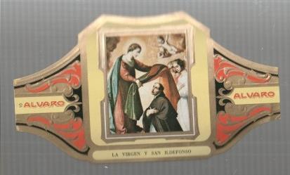 VITOLA fabrica de tabacos ALVARO: La virgen y san ildefonso, Zurbaran