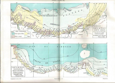 LAMINA V05124: Cartas de pesca de la Costa Vasca y Marruecos