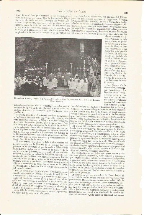 LAMINA V05118: Cardenal Pacelli en la Gruta de Lourdes