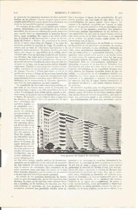 LAMINA V05113: Vista posterior Hospital Paris-Clichy