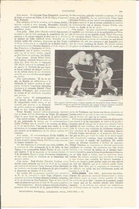 LAMINA V05237: Combate entre Sonny Liston y Floyd Patterson