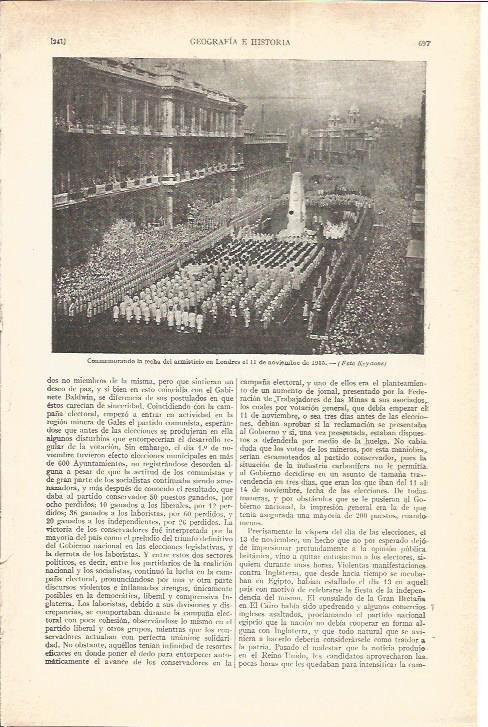 LAMINA V05080: Conmemoracion fecha del armisticio en Londres en 1935