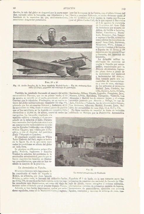 LAMINA V04961: Avioneta Gonzalez Gil-Pazo y ciudad aeronautica de Guidonia