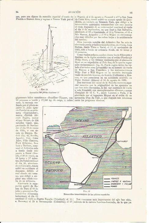 LAMINA V04960: Recorridos trasatlanticos de los pilotos españoles