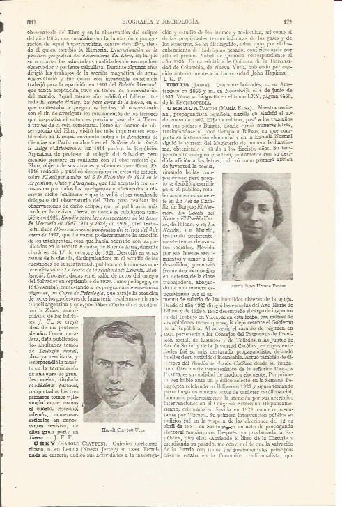 LAMINA V04975: Maria Rosa Urraca Pastor y H. Clayton Urey