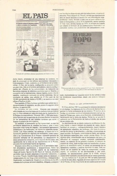 LAMINA V04927: Primera portada El Pais y ultima portada El Viejo Topo