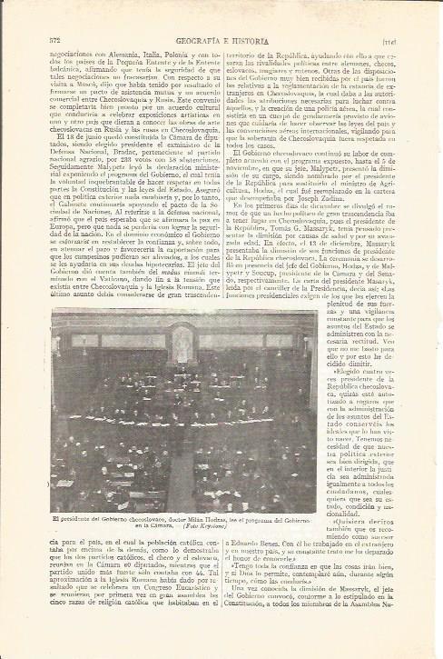 LAMINA V05041: Presidente Milan Hodzas en la Camara