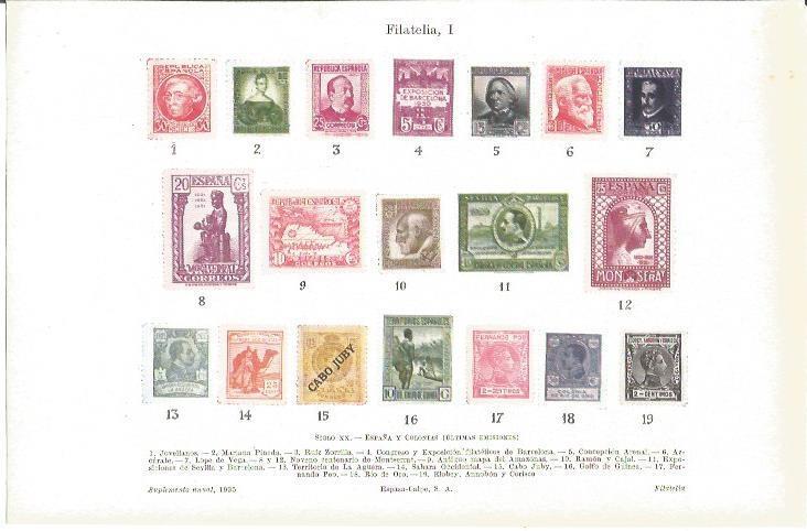 LAMINA V05010: Sellos de España y Colonias siglo XX ultimas emisiones