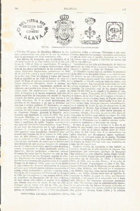 LAMINA V05017: Franquicias postales de la administracion carlista 1873-74